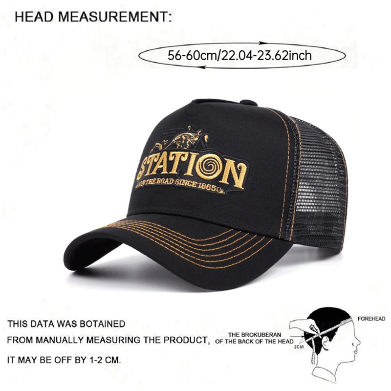Station Retro Motorcycle Truck Hat Street Skateboarding HipHop Hat Men's and Women's