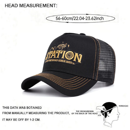 Station Retro Motorcycle Truck Hat Street Skateboarding HipHop Hat Men's and Women's