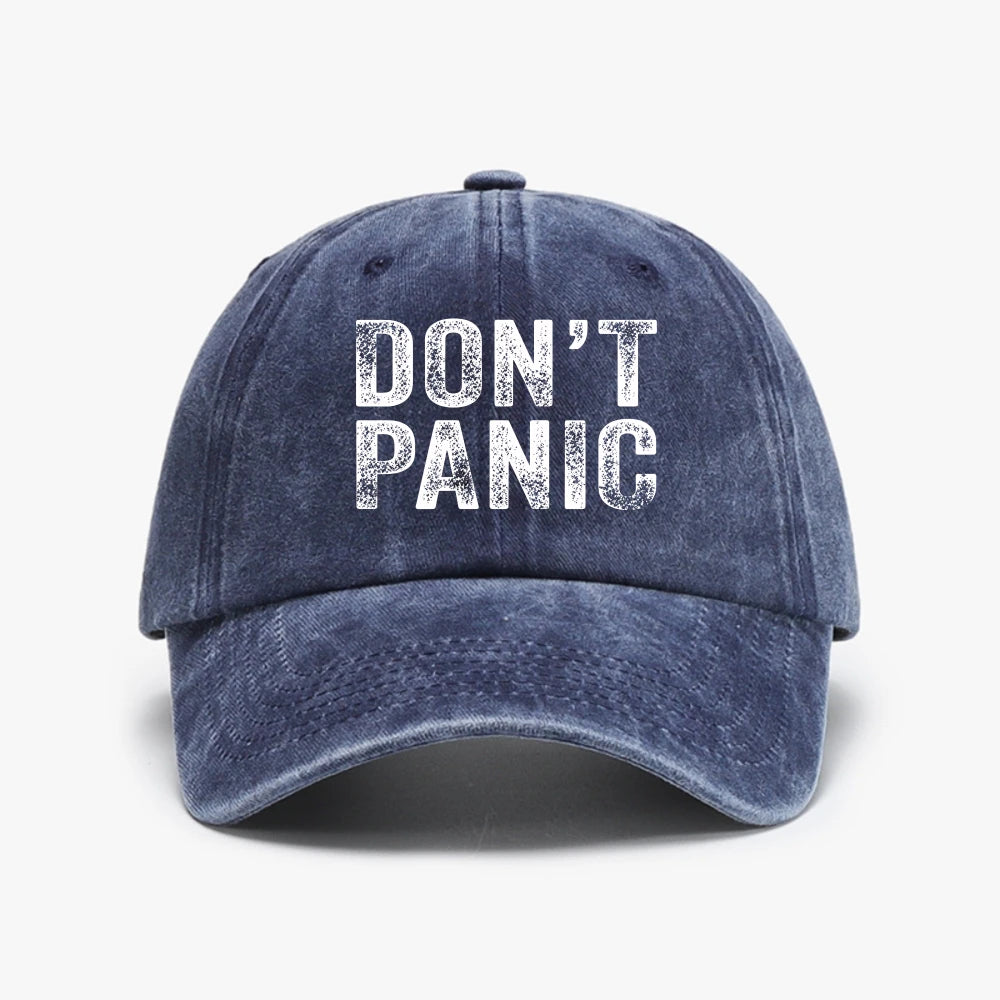 Dont Panic Distressed Sarcastic Funny Retro Washed Baseball Cap