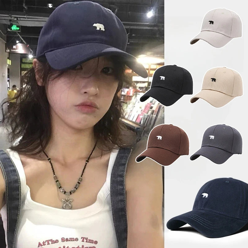 Baseball Cap New Spring Summer Solid Sunhat Embroidered Polar Bear Men Women