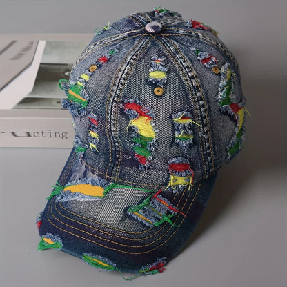 Unisex Retro Distressed Denim Baseball Cap