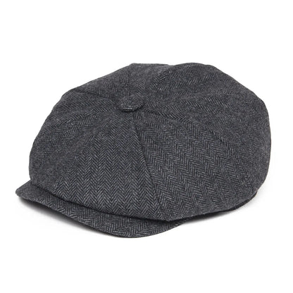 Wool Tweed Newsboy Cap Herringbone Men British Gatsby Retro Hat