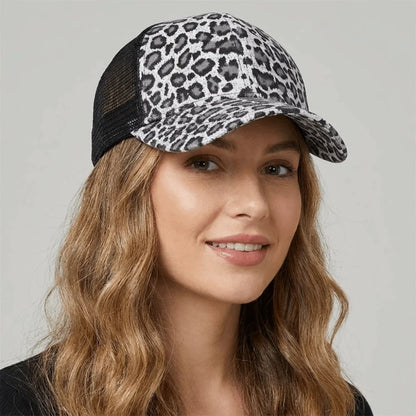 Casual Adjustable Leopard Print Baseball Cap Breathable Soft Visor Hat