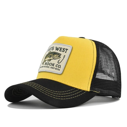 Fishing Embroidery Baseball Cap Embroidery Design Mesh