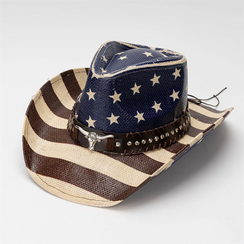 American Flag Cowboy Hat For Women Men Patriotic Western Cap