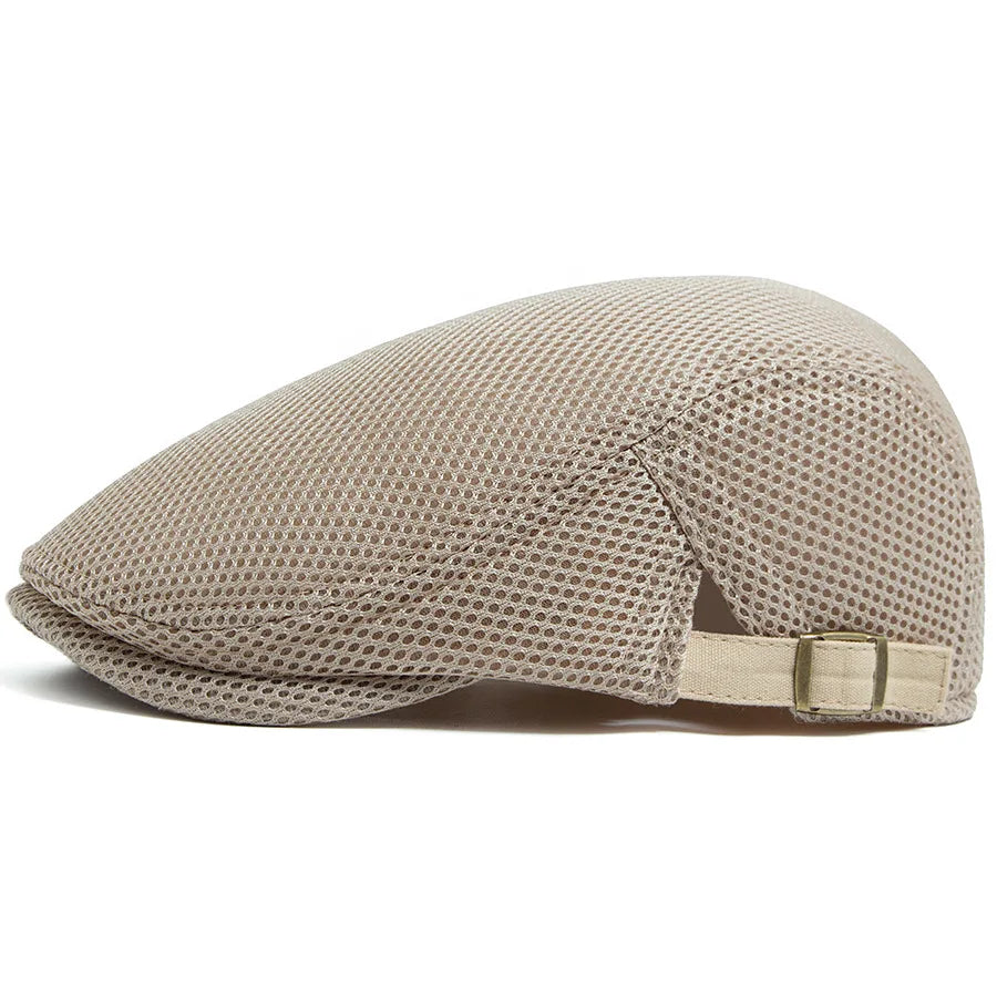 Men Summer Hollow Mesh Beret Breathable Vintage Forward Cap