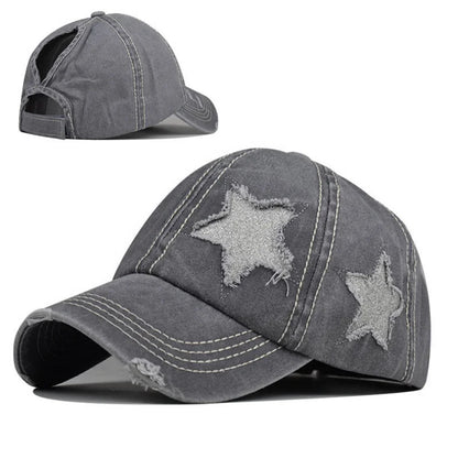 Macaron Color Series Fringed Glitter Star Patch Baseball Cap