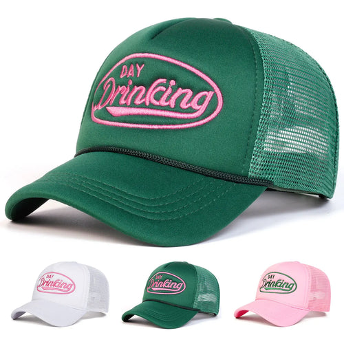 Unisex Day Drinking Letter Embroidery Baseball Net Caps Spring Summer