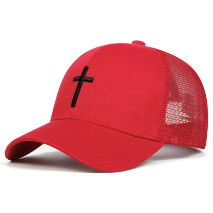 Unisex Cross Embroidery Baseball Net Caps Hip Hop Cap Spring Summer