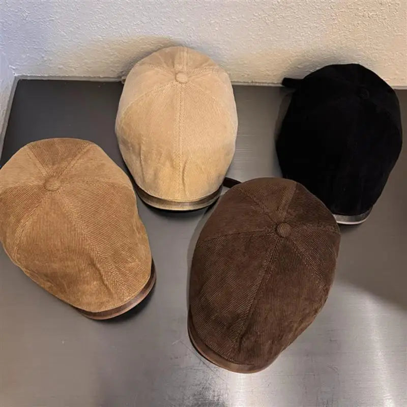 Retro Trendy Unisex Hat Fashion Beret Caps PU Leather Adjustable Men Women