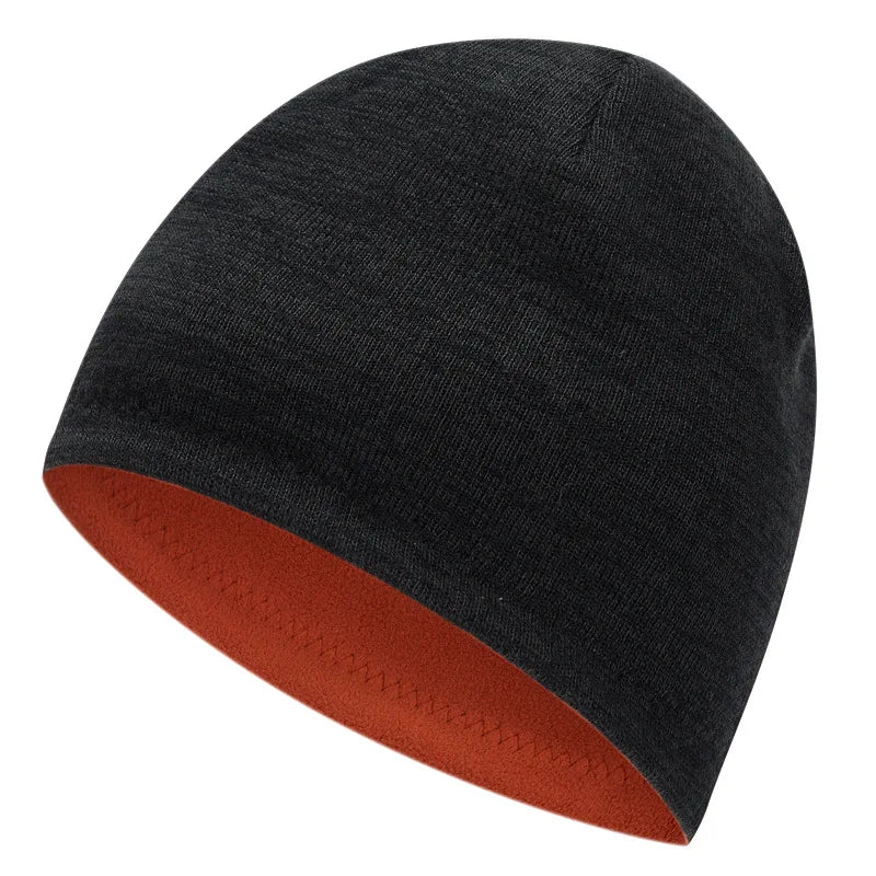 Men's Trendy Warm Ski Beanie Hat Women's New Outdoor Fashion Double-Sided