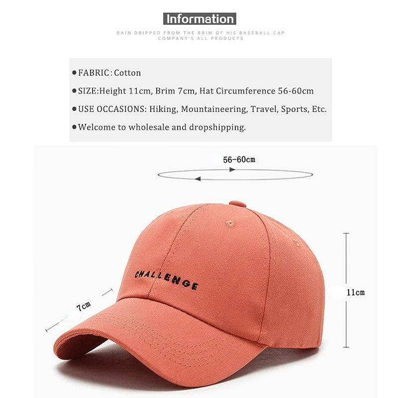 Summer Baseball Cap Women Men Letter CHALLENGE Trucker Hat Hip Hop Snapback Caps Outdoor Sun Hat