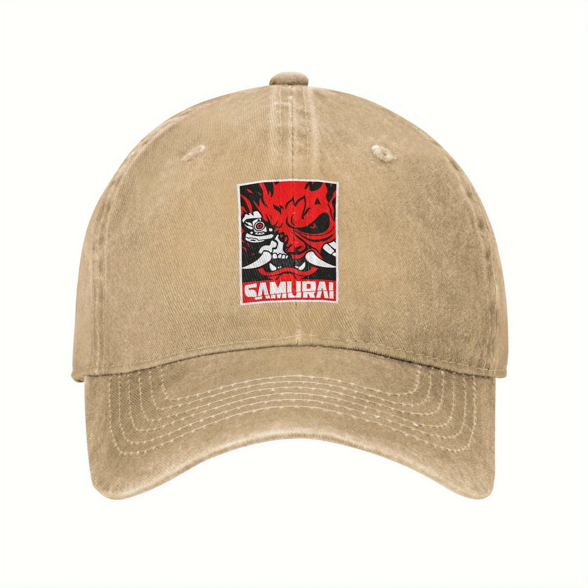 Cyberpunk Samurai Logo Washed Baseball Cap Unisex Casual Daily Outdoor Sun Hat