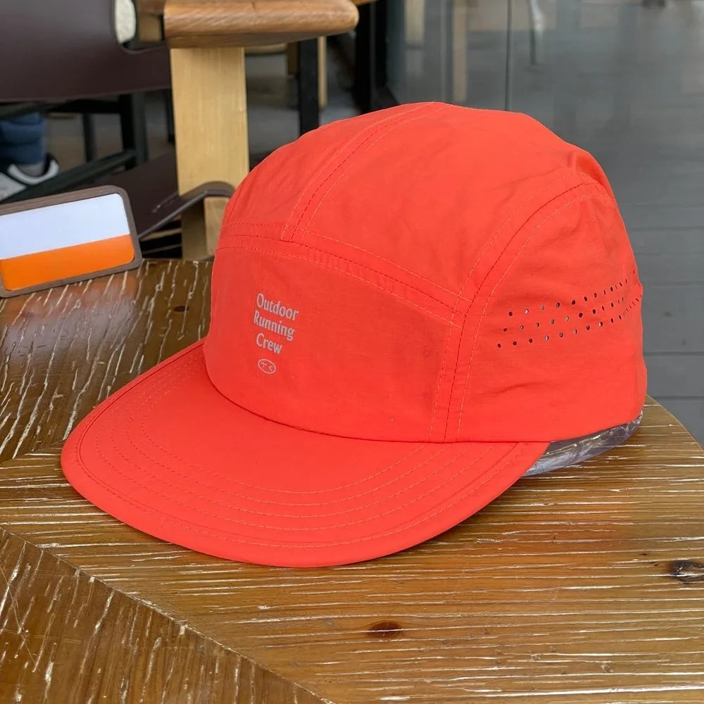 Color Block 5 Panel Baseball Cap - Embroidered Letter Quick Dry Mesh Breathable Sports Cap