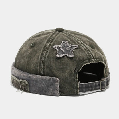 Fashion Retro Docker Cap Washed Color Adjustable Brimless Caps