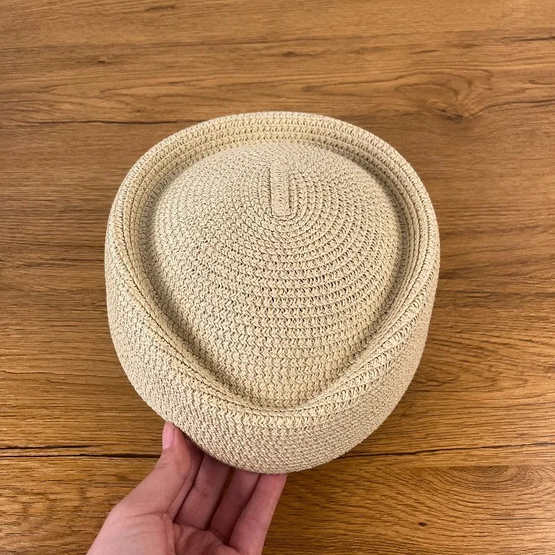 Airline Stewardess Flight Attendant Vintage Pillbox Hat Fashion Summer Straw Beret Hat