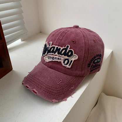 Vintage Vintage Washed Denim Baseball Cap, Big Head Circumference for Women