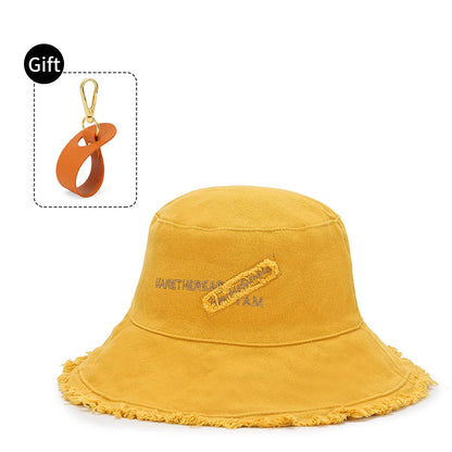 Fisherman Hat Women's Summer Sunscreen Denim Raw Edges Old Korean Version of the Trendy Face Bucket Hat