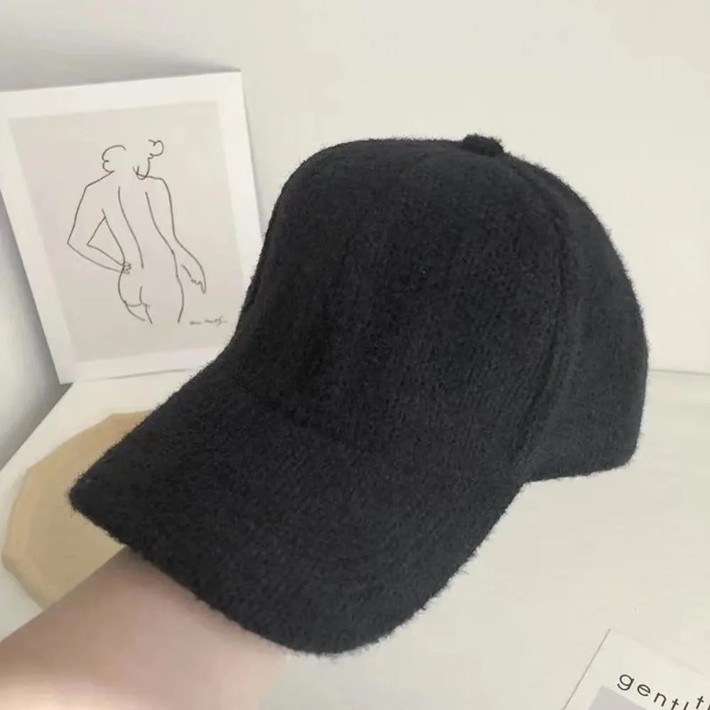 Casual Solid Color Baseball Cap Rabbit Hair Adjustable
