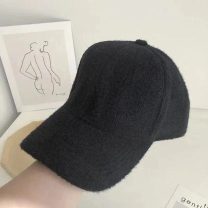 Casual Solid Color Baseball Cap Rabbit Hair Adjustable