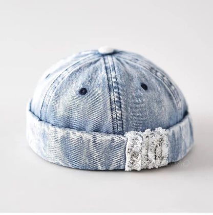 Ruffle-Brim Denim Hat For Men And Women