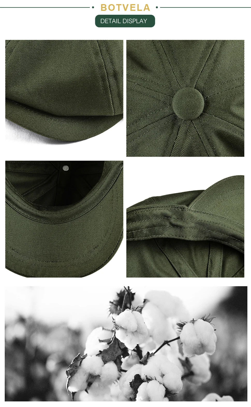 Newsboy Cap Men's Twill Cotton Hat 8 Panel Hat Baker Caps Retro
