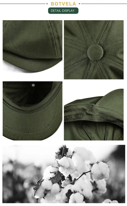 Newsboy Cap Men's Twill Cotton Hat 8 Panel Hat Baker Caps Retro