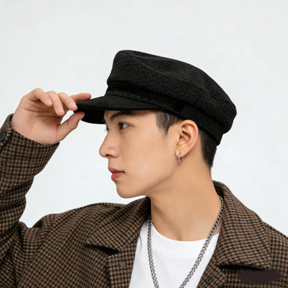 Unisex Japanese British Naval Cap - Trendy Cool Solid Color Flat Top Hat