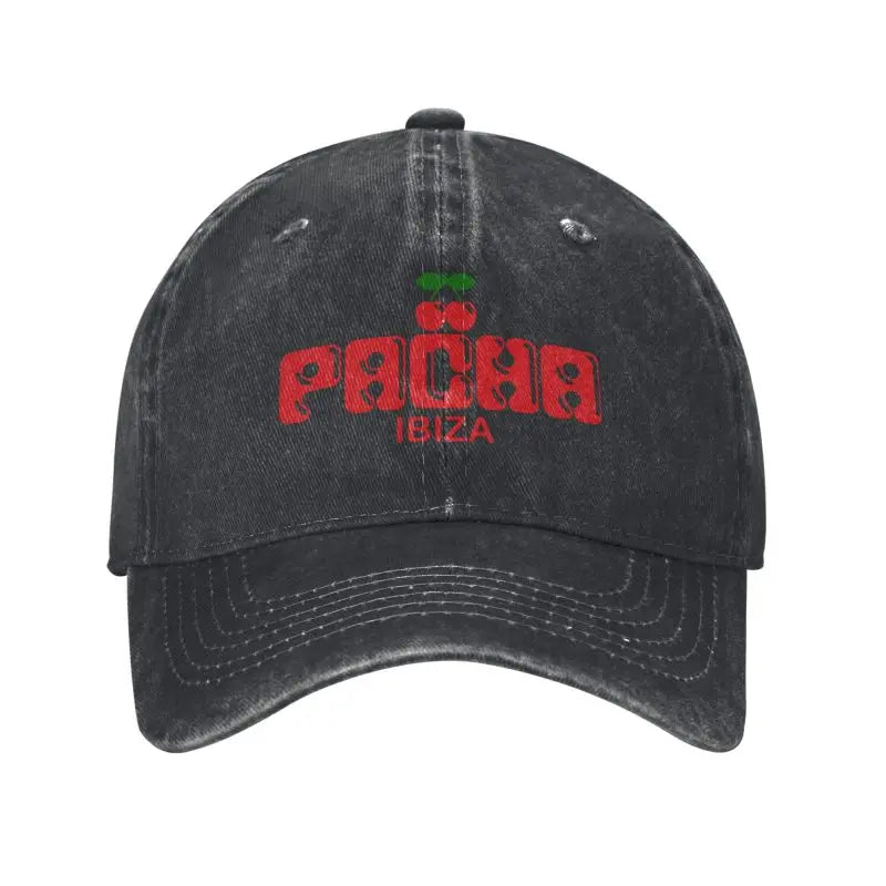 Preppy Cherry Baseball Cap Unisex Washed Cotton Denim Hats Outdoor Travel Cap