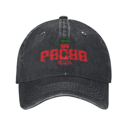Preppy Cherry Baseball Cap Unisex Washed Cotton Denim Hats Outdoor Travel Cap
