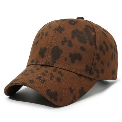Trendy Unisex Leopard Printed Baseball Cap, Stylish Round Top Hat