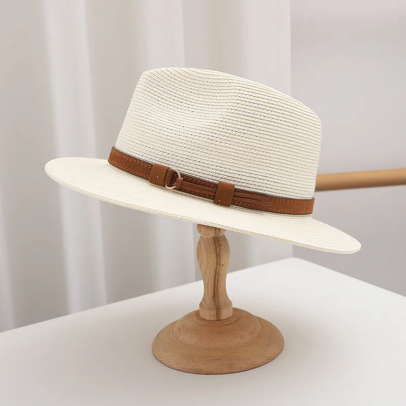 Summer Woven Straw Hat Wide Brim Sun Protection Breathable
