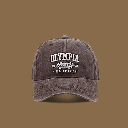 Washed Cotton Letter Baseball Cap For Women Men