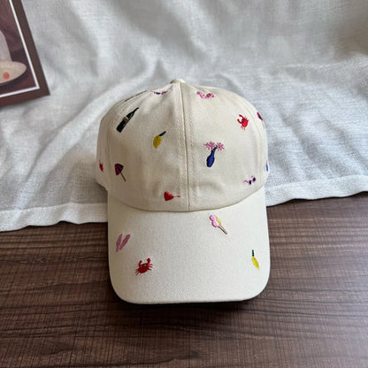Casual Creative Embroidered Baseball Cap Graffiti Crab Cartoon Baseball Hat