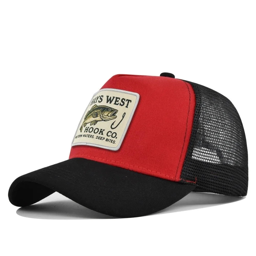 Fishing Embroidery Baseball Cap Embroidery Design Mesh