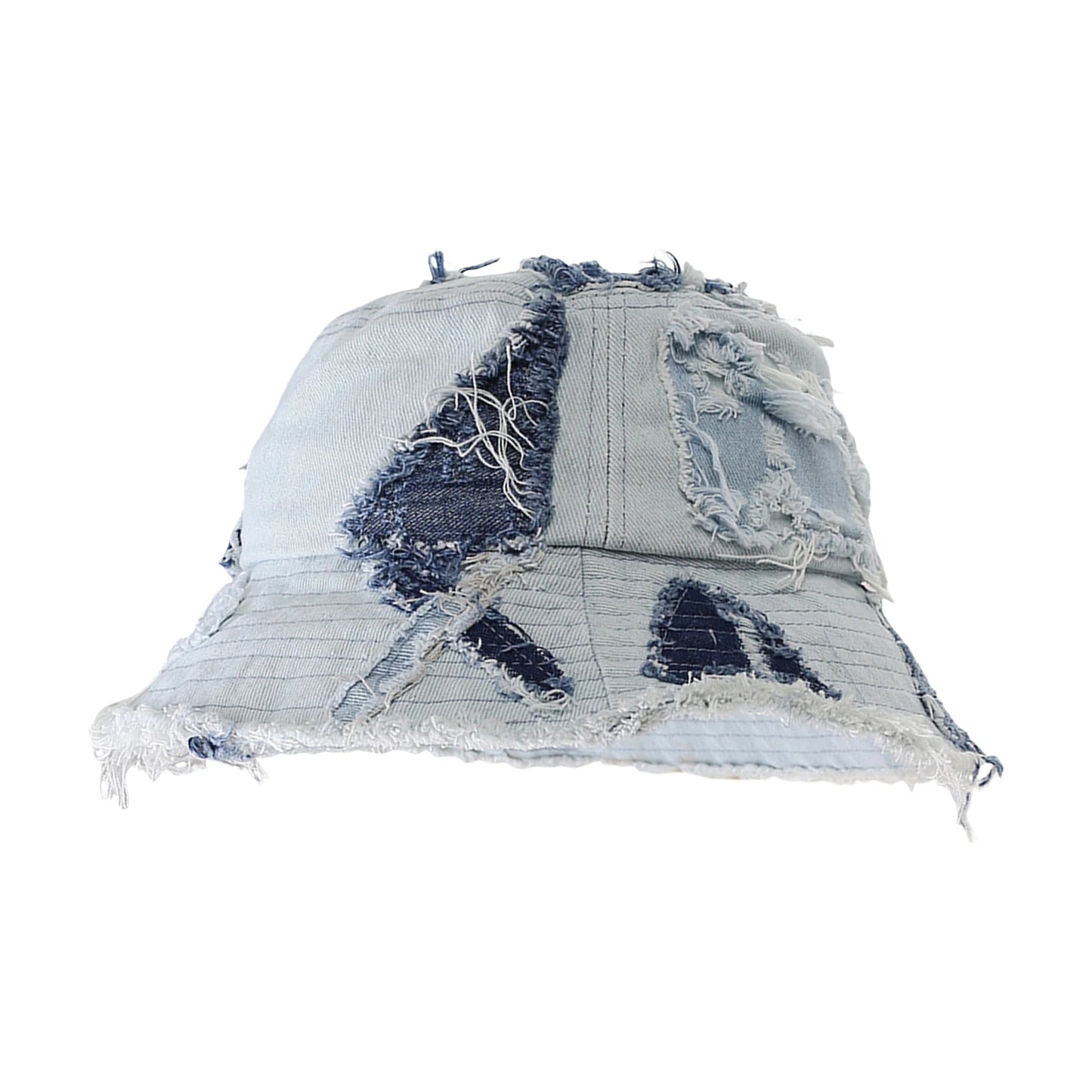 Women Men Vintage Bucket Hats Denim Raw Hem Ripped Sun Hat