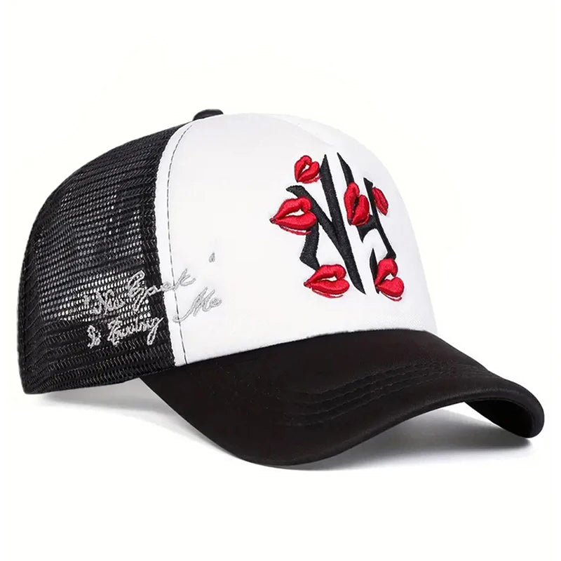 Net Hat NY Lipprint Embroidery Street Hip Hop HatBaseball Hat Unisex