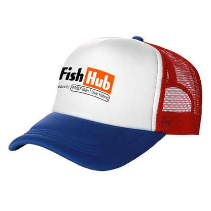 Fish Hub Trucker Cap Men Funny Fishing Hat Baseball Cap