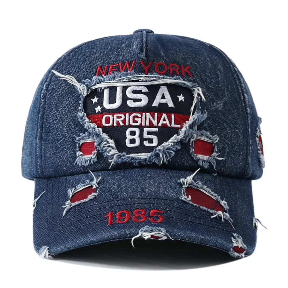 New USA Letter Embroidered Washed Distressed Baseball Cap