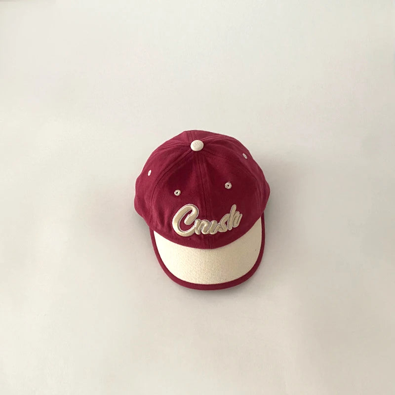 Retro Patchwork Baby Baseball Cap Letter Embroidered Peaked Cap