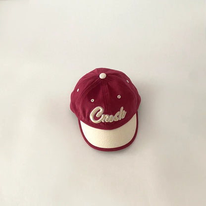 Retro Patchwork Baby Baseball Cap Letter Embroidered Peaked Cap