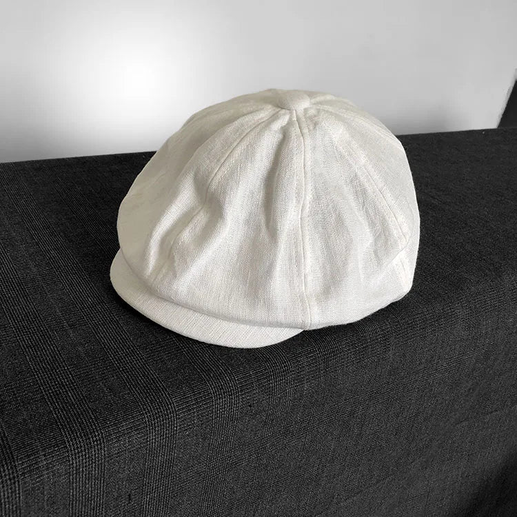 Summer Ultra-Thin Single Layer Linen Octagonal Hat Retro British Style Beret