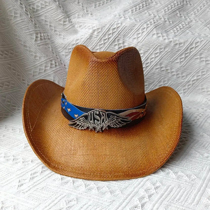 Woven Hard Summer Sapphire Accessories Neutral Cowboy Hat