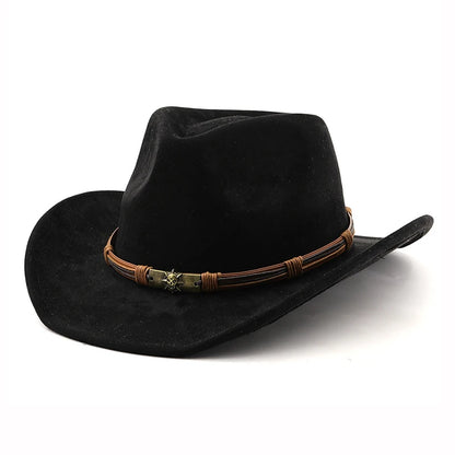 Suede Western Cowboy Hat For Men Women Vintage
