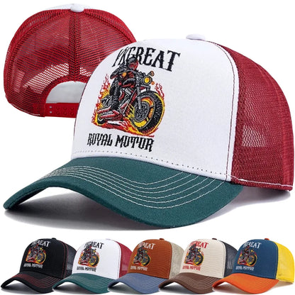 Motorcycle Embroidered Flame Biker Patch Baseball Cap For Man Woman