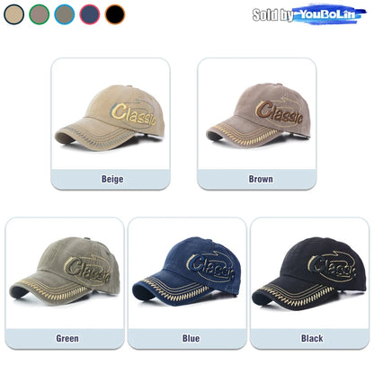 Baseball Cap Korean Style Trendy New Washed Distressed Hat Retro Letter 3D Embroidered Sun Cap