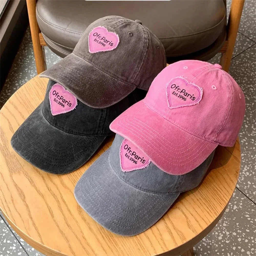 Heart Letter Embroidery Baseball Cap For Women