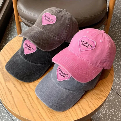 Heart Letter Embroidery Baseball Cap For Women