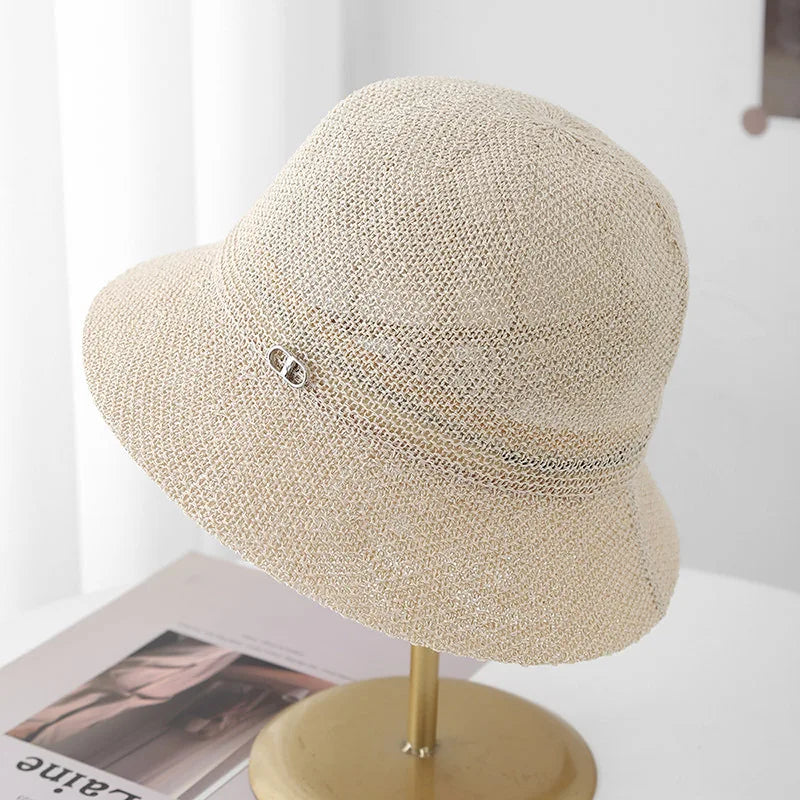 Bucket Hat Sun Protection For Women Korean Minimalist Knit Fisherman Cap