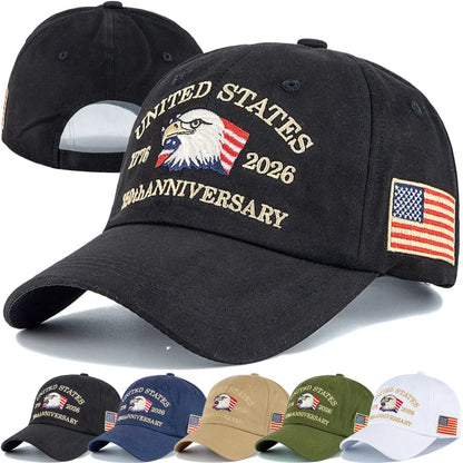 Unisex Cap American 250th Anniversary 1776-2026 Embroidered Eagle Baseball Cap